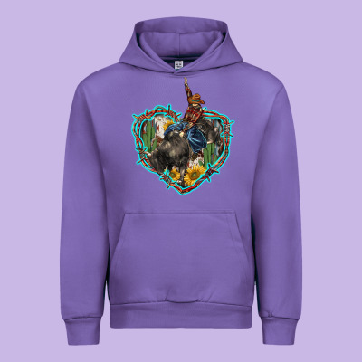 Western Heart Bullfighter  Cactus Sunflower Aztek Pattern Urban Hoodie Designed By Barkaloodesign