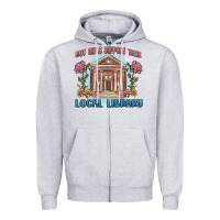 Heather Grey hot girls support their local library Zipper Hoodie - MaliasSmallBusiness
