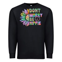 Black Don't Worry Be Hippie Premium Sweatshirt - CowhideDigitalArt