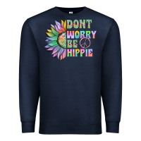 Navy Don't Worry Be Hippie Premium Sweatshirt - CowhideDigitalArt