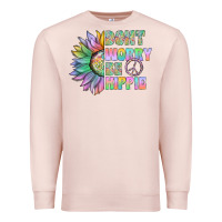 Pale Pink Don't Worry Be Hippie Premium Sweatshirt - CowhideDigitalArt