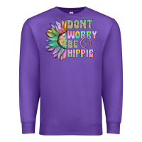 Purple Don't Worry Be Hippie Premium Sweatshirt - CowhideDigitalArt