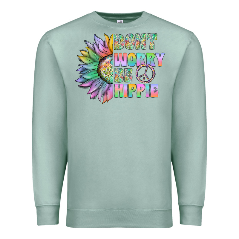 Don't Worry Be Hippie Premium Sweatshirt by CowhideDigitalArt | Teevron