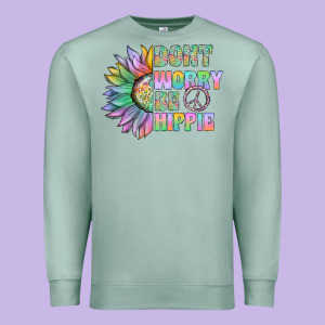 Don't Worry Be Hippie Premium Sweatshirt Designed By Cowhidedigitalart