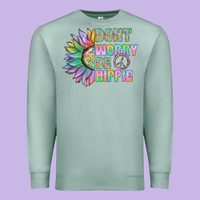 Don't Worry Be Hippie Premium Sweatshirt Designed By Cowhidedigitalart