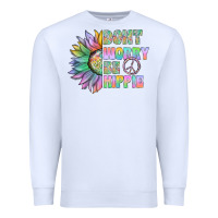 White Don't Worry Be Hippie Premium Sweatshirt - CowhideDigitalArt