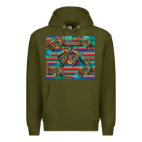 Army Green bucking bronco serape turquoise Premium Hoodie - Artiststas