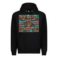 Black bucking bronco serape turquoise Premium Hoodie - Artiststas