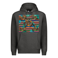 Charcoal Heather bucking bronco serape turquoise Premium Hoodie - Artiststas