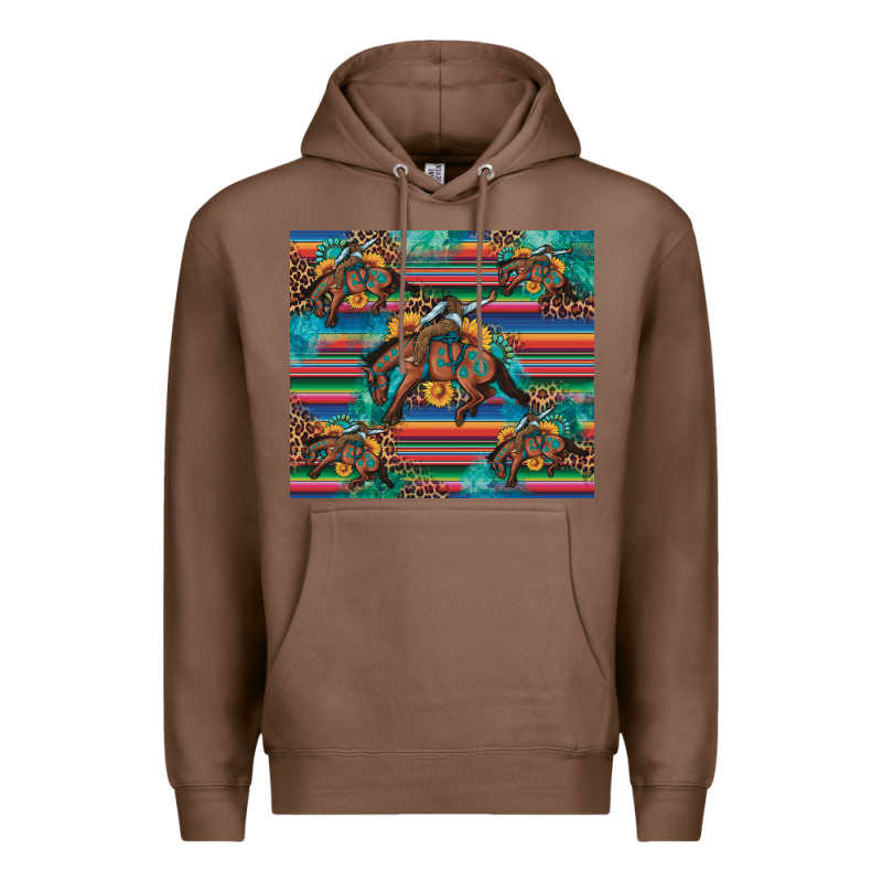 Bucking Bronco Serape Turquoise Premium Hoodie by Artiststas | Teevron