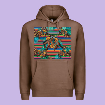 Bucking Bronco Serape Turquoise Premium Hoodie Designed By Artiststas