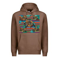Chestnut bucking bronco serape turquoise Premium Hoodie - Artiststas