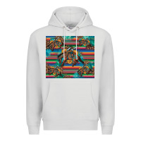 Dove Grey bucking bronco serape turquoise Premium Hoodie - Artiststas