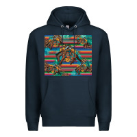 Navy bucking bronco serape turquoise Premium Hoodie - Artiststas