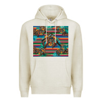Oatmeal Heather bucking bronco serape turquoise Premium Hoodie - Artiststas