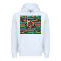 White bucking bronco serape turquoise Premium Hoodie - Artiststas