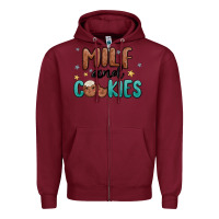 Burgundy milf and cookies Zipper Hoodie - MaliasSmallBusiness