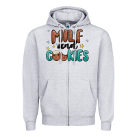 Heather Grey milf and cookies Zipper Hoodie - MaliasSmallBusiness