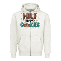 Oatmeal Heather milf and cookies Zipper Hoodie - MaliasSmallBusiness