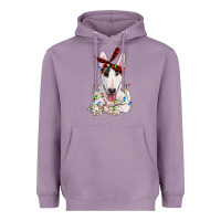 Lavender bull terrier with christmas lights Heavyweight Hoodie - RanaPortraitStore