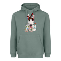 Sage bull terrier with christmas lights Heavyweight Hoodie - RanaPortraitStore