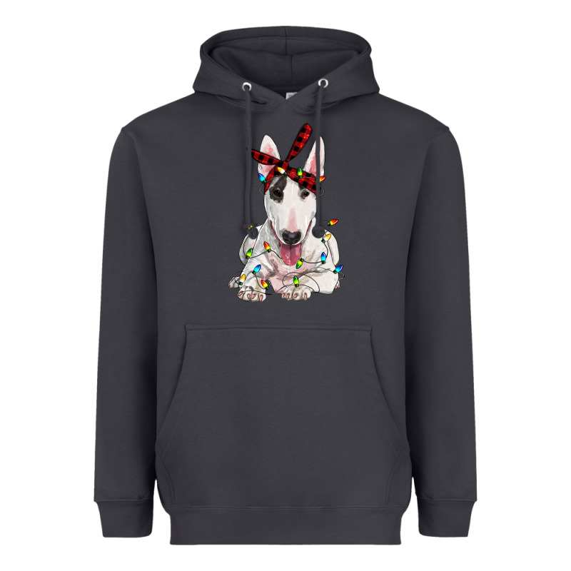 Bull Terrier With Christmas Lights Heavyweight Hoodie by RanaPortraitStore | Teevron