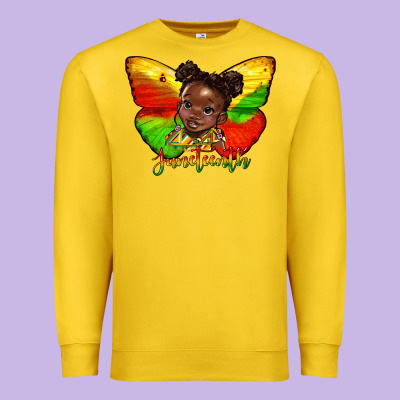 Juneteenth Butterfly Black Girl Premium Sweatshirt Designed By Hra Design Shop