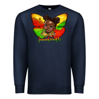 Navy juneteenth butterfly black girl Premium Sweatshirt - HRA Design Shop