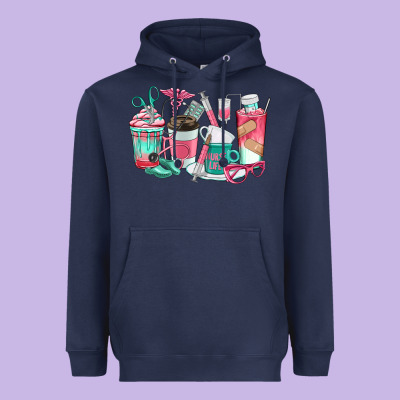 Nurse Coffee Cups Heavyweight Hoodie Designed By Texasbilliewilder