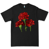 Black Scarlet Red Carnation Illustrations Premium Tee - LillyAllenDesigns