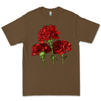Cacao Scarlet Red Carnation Illustrations Premium Tee - LillyAllenDesigns
