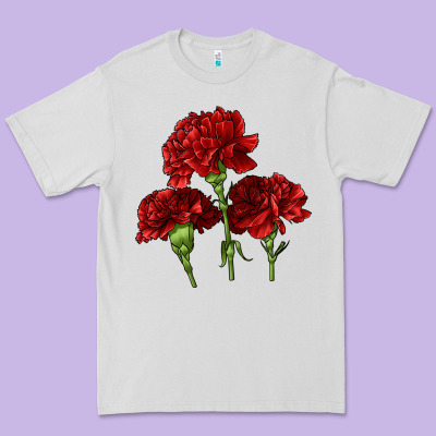Scarlet Red Carnation Illustrations Premium Tee Designed By Lillyallendesigns