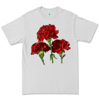 Dove Grey Scarlet Red Carnation Illustrations Premium Tee - LillyAllenDesigns