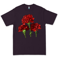 Plum Scarlet Red Carnation Illustrations Premium Tee - LillyAllenDesigns