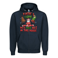 Navy there's some ho's ho's ho's in this house Zipper Hoodie - MaliasSmallBusiness