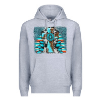 Heather Grey cross gemstone background Premium Hoodie - AdoDesignShop