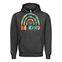 Charcoal Heather be kind autism Zipper Hoodie - MaliasSmallBusiness
