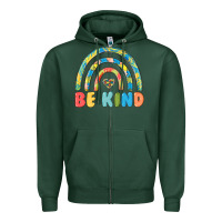 Sports Green be kind autism Zipper Hoodie - MaliasSmallBusiness