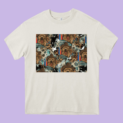 Dog Pattern Heavy Core Tee Designed By Cowhidedigitalart