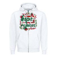 White a thrill of hope the weary world rejoices Zipper Hoodie - MaliasSmallBusiness