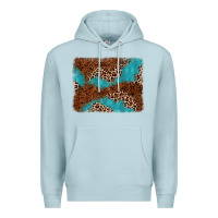 Blue Mist turquoise glitter leopard background Premium Hoodie - AdoDesignShop