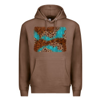 Chestnut turquoise glitter leopard background Premium Hoodie - AdoDesignShop