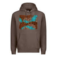 Coffee turquoise glitter leopard background Premium Hoodie - AdoDesignShop