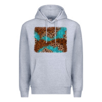 Heather Grey turquoise glitter leopard background Premium Hoodie - AdoDesignShop