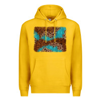 Lemon turquoise glitter leopard background Premium Hoodie - AdoDesignShop