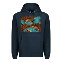 Navy turquoise glitter leopard background Premium Hoodie - AdoDesignShop