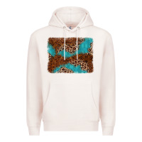 Pale Pink turquoise glitter leopard background Premium Hoodie - AdoDesignShop