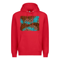 Red turquoise glitter leopard background Premium Hoodie - AdoDesignShop