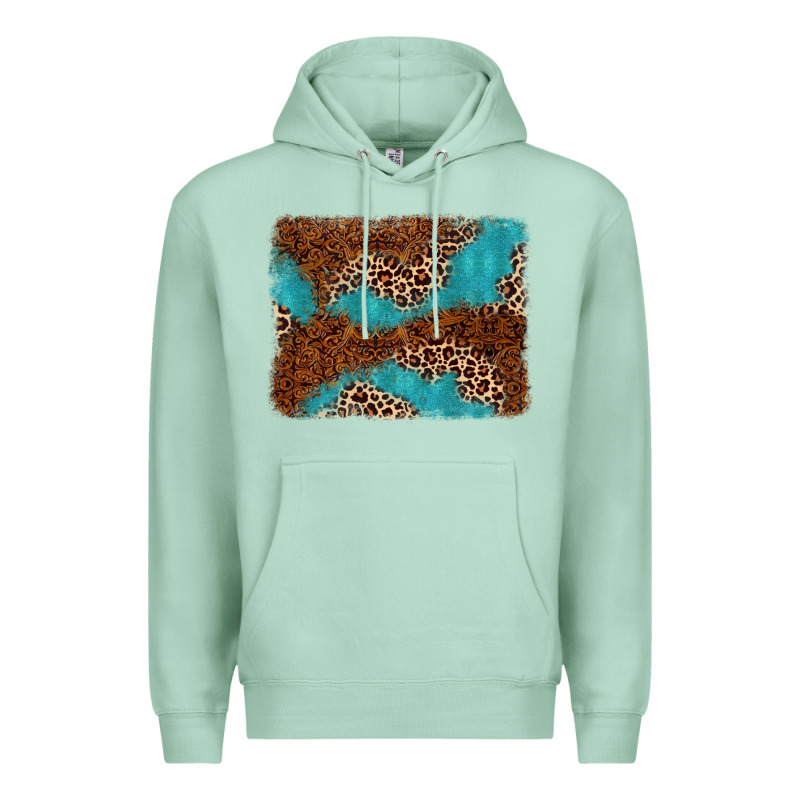 Turquoise Glitter Leopard Background Premium Hoodie by AdoDesignShop | Teevron