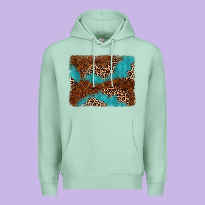 Turquoise Glitter Leopard Background Premium Hoodie Designed By Adodesignshop